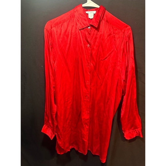 Lassie Silk Red Women’s Long Sleeved Button Down Dress Shirt - Picture 9 of 16